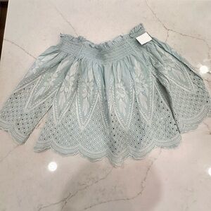 Derek Heart Green Ruffled Smocked Mini Blouse